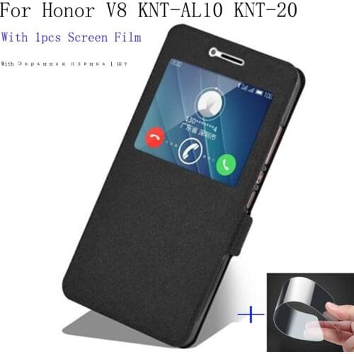 For Huawei Honor V8 phone Case cover View Window PU Leather shell For Huawei Honor V 8 Flip case KNT-AL10 KNT-20 back cover case