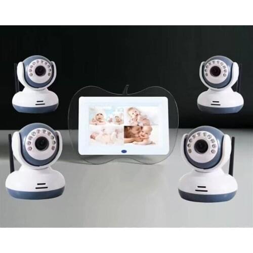 Top Quality 2.4Ghz Digital Wireless 7"Baby Monitor DVR,4 Channels Recording/Motion Detection function 4cameras+1monitor