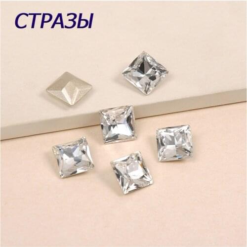 CTPA3bI 4447 Clear Princess Square Cut K9 Glass Crystal Fancy Beads Sew on Rhinestone Point Back Stone For Jewelry Garment Deco