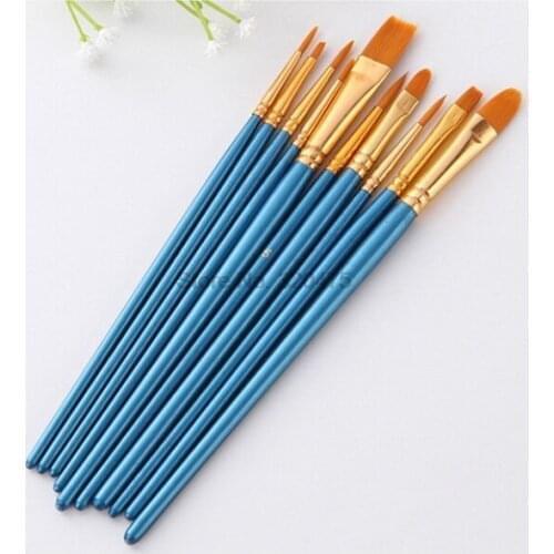 DHL 100set pratical 10pcs/set Artists Paint Brush Set Acrylic Watercolor Round Pointed Tip Nylon Hair