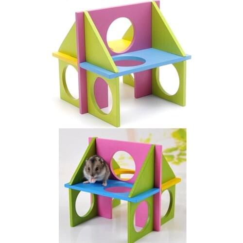 Pet Mouse Rat Hamster Wooden Funny Fun Gym Playground Exercise Safe Toy Colorful