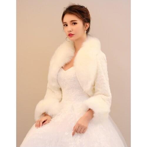 Hot Sale Korean Version Of Fur Womens Autumn And Winter Long-Sleeved Warm Fur Bridal Jacket Elegant Evening Coat