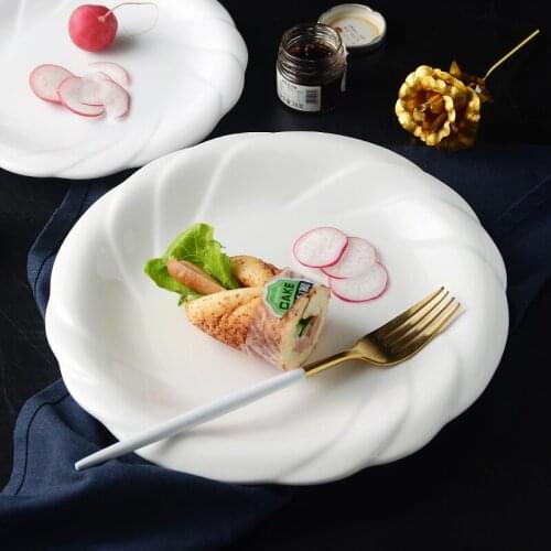 Ceramic Western Food Plate Dinner Plate Simple Pure White Pasta Plate Household Disc Cake Creative Breakfast Plate Shallow Plate