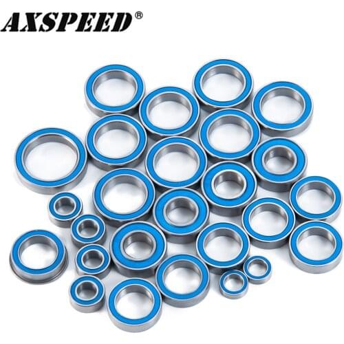 AXSPEED 26PCS Rubber Sealed Bearing Kit for 1/10 Arrma 4S BLX Kraton & Outcast RC Crawler Car Blue Bearing Parts