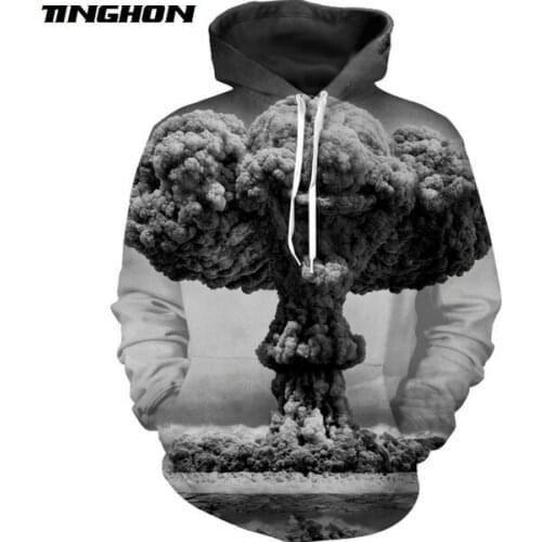 XS-7XL Summer Fashion Mens Womens T-shirt Explosion Mushroom Cloud 3d Print Casual Hooded Jacket Hoodies Sweatshirts