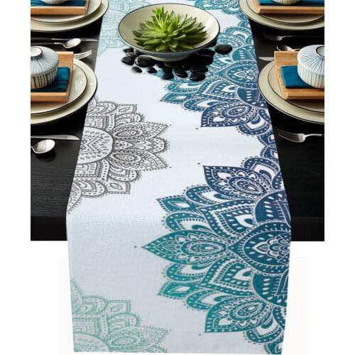 Mandala Pattern Gradient Table Runner Wedding Table Decoration Dining Table Decor Placemat Christmas Decor Tablecloth