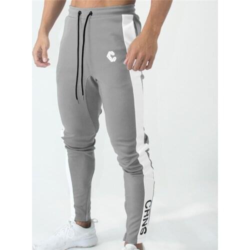 Mens Joggers Track Pants Gyms Fitness stitching Zipper ankle Skinny Sweatpants Trousers Male Brand pants men