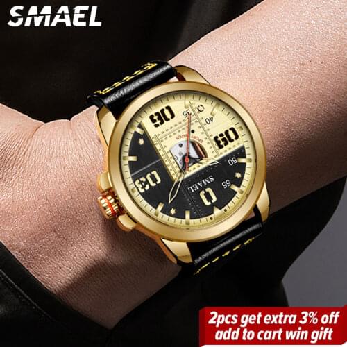 SMAEL Gold Watch Brand Luxury Mens Watches Luminous Waterproof Stainless Steel Watch Quartz Men Business Wristwatch Dropshipping