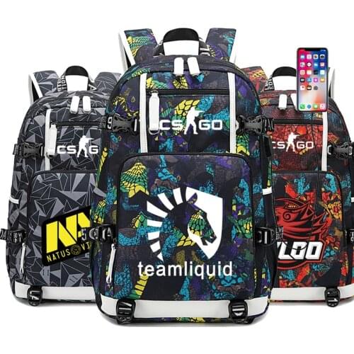 CS GO Fnatic Virtus.pro SK Game in Pyjamas USB Charge Backpack for Teenager Boys Girls Student SchoolBag Laptop Mochilas Men