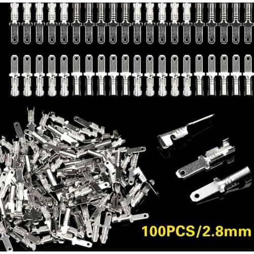 100Pcs 2.8mm Male Spade Connectors Set Electrical Wire Crimp Terminals Assortment Kit