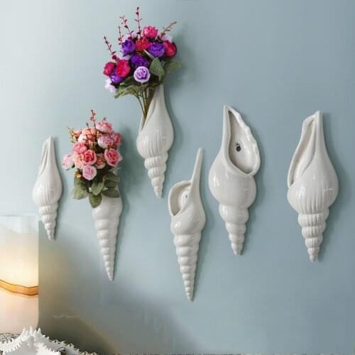 Europe Wall Hanging Conch Sculpture Statue Wall Hanging Flower Pot New Ceramics Conch Living Room Or BethRoom Decoration