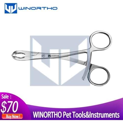 Small Curved Serrated Reduction Forceps veterinary orthopedic instruments animal pet surgical supplies