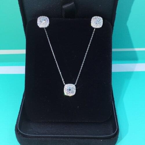 Solid 18K White Gold Round Cut Diamond Earring Pendant, 1.0ctw 0.5ct each earring F VVS2, 0.5carat Pendant NecklaceD color VS1