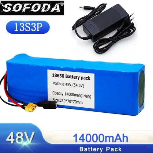 Original 48v lithiumion battery 48V 14Ah 1000w 13S3P Lithium ion Battery Pack For Electric bicycle Scooter with BMS+charger