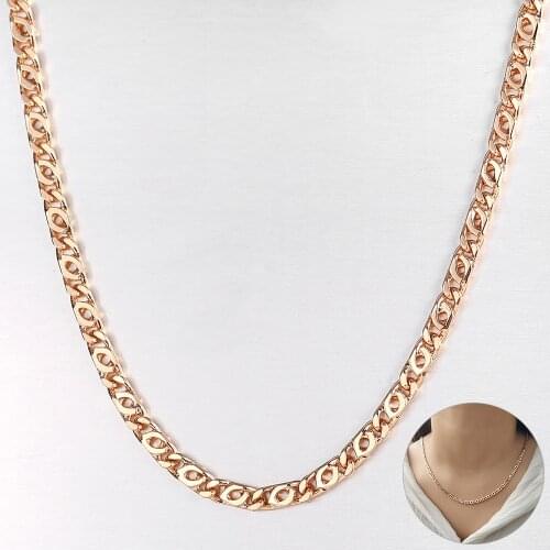 3.5mm 585 Rose Gold Necklace for Women Men Swirl Snail Link Chain Fashion Jewelry Gifts 20inch 24inch New LCN37