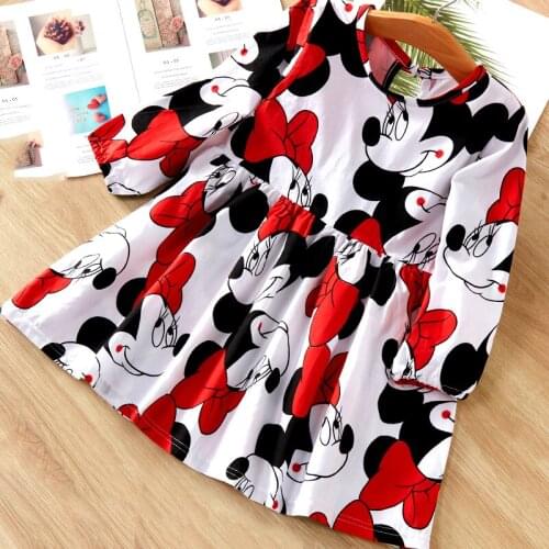 Baby Girls Dress 2021 Fashion Summer Dress Cartoon Minnie Mouse Dress Princess Dress Childrens Girl Clothing 0-6 Years Disney