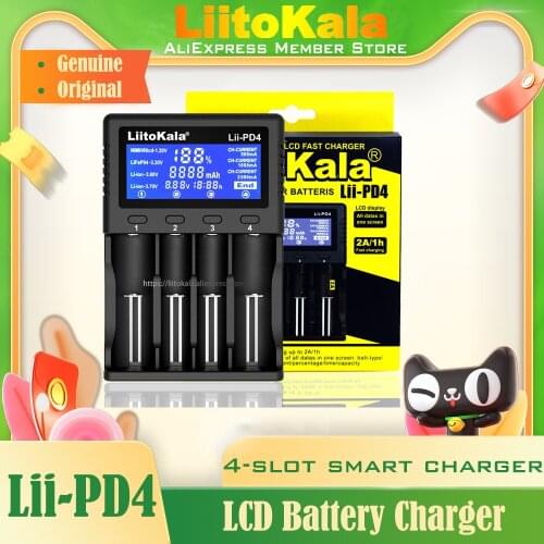 Genuine/Original Liitokala Lii-PD4 3.7V 3.2V 1.2V battery Smart charger LCD display 18650 21700 26650 20700 18350 26700 AA AAA