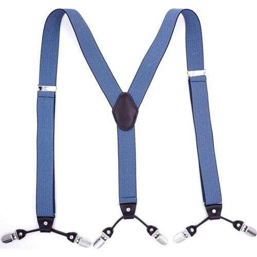 JIERKU Suspenders Mans Braces 6 Clips Suspensorio Fashion Trousers Strap Father/Husbands Gift 3.5*120cm JK6C051