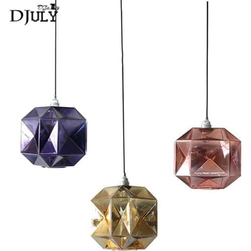 Postmodern stained glass gem pendant lights for clothing store dining room villa stairs indoor lighting fixtures led luminaire