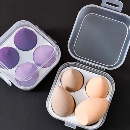 Transparent 4 Grids Travel Beauty Powder Puff Storage Box Makeup Egg Drying Case Portable Sponge Holder Container Organizer