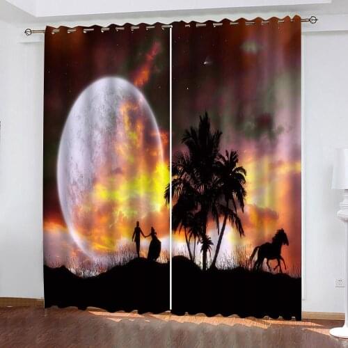 Luxury Blackout 3D Window Curtains For Living Room Bedroom sunset beach curtains Decoration curtains