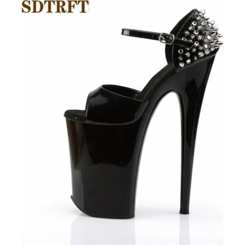 SDTRFT zapatos mujer Rivet Fetish Sandals 23cm thin high heels Pumps platform women Walking Show Artifact Model PUNK Dance Shoes