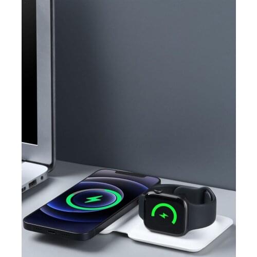 Folding Magnetic Wireless Charger Charging Pad IPhone12 /Pro/Pro Max/Mini Magsafes Charger 15W Fast Charging For AirPods Watch