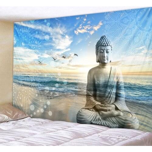 Buddha Statue Tapestry Twin Hippie Wall Hanging Bedspread Throw Cover Bohemian Beach Mat Table Cloths Home Art Decor Blanket