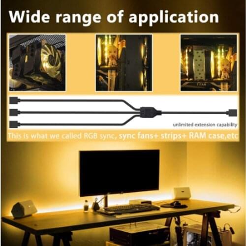 For Mid Tower PC Case Light Gamer DIY Aura Sync M/B LED RGB Gaming Flexible5050 LED Strip Lights tape lamp with 4pin RGB Header