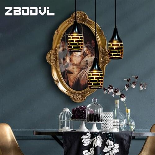 Vintage Lron Art Brick Pattern Pendant Light E27 Led Dining Coffee Bar Hanging Lamps Nordic Iron Lampshade Pendant Lamp