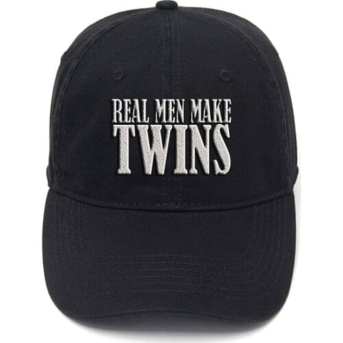 Lyprerazy Funny Real Men Make Twins Washed Cotton Adjustable Men Women Unisex Hip Hop Cool Flock Printing Baseball Cap