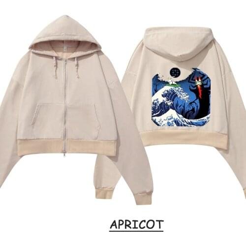 Goth Aesthetic Harajuku Sweatshirt Cotton Cool Hoodies for Women Zipper Spring Oversized Graphic Hoodies Short Thin Clothes Tops