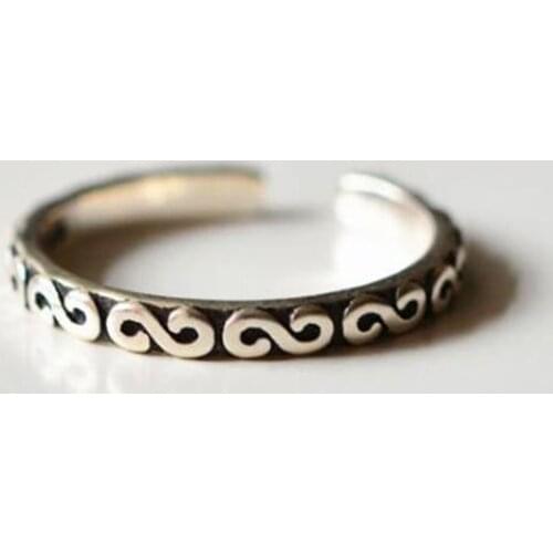 Season Gate 925 Sterling Silver Fashion Personality Retro Letter S Shape Adjustable Size Open Ring for Women Girls SR063