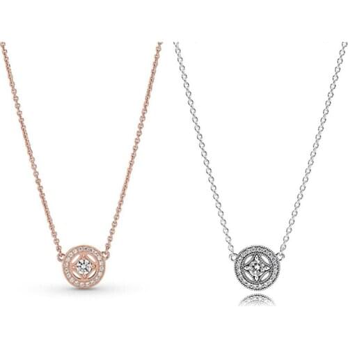 2 Designs Vintage Allure Choker Necklaces for Women Clear CZ Pendant Chain Necklace Female 925 Sterling Silver Necklaces Jewelry