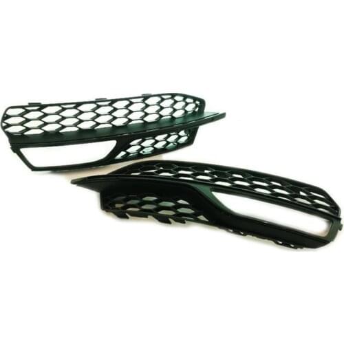 1 PAIR Honeycomb Style Vented All Black Fog Light Grille For Audi A3 8V Pre-facelifted 2013-2015 Model (S-LINE BUMPER ONLY)