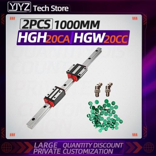 Linear Rail Guide 1pc 1000mm HGR20+2pcs HGH20CA/HGW20CC Linear Narrow/Flange carriges Sliding Block cnc parts