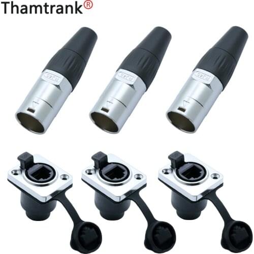 10Pcs RJ45 plug socket screw type CAT5E waterproof connector panel mount metal ethernet PCB Network connector