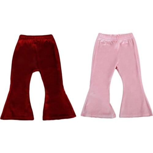 2017 Newborn Toddler Baby Girls Casual Fashion Boot Cut Elastic Waist Long Pants Outfit Winter Kids Clothes Flare Pants 1-5Y