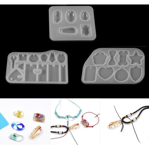 3 Styles Pendant with Hole Resin Silicone Mold DIY Handmade Crystal Epoxy Casting Mould for DIY Craft Jewelry Making Tools