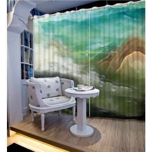 3D Window Curtain Foggy forest Luxury Blackout Living Room office Bedroom marble curtains