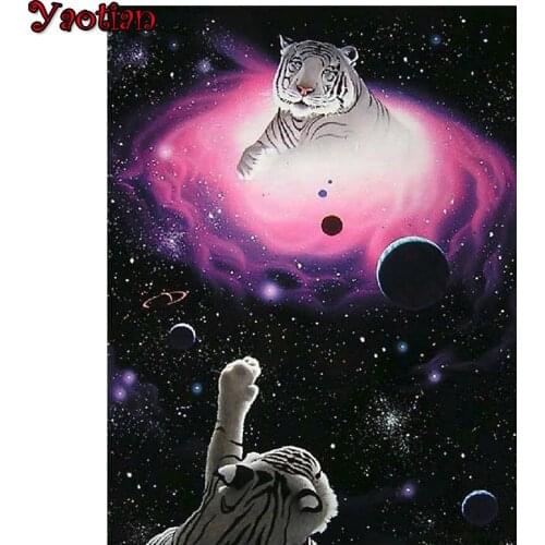 Diamond Painting By Number Tiger Kit Full Square Diamond Embroidery Animal Planet Mosaic Picture Of Rhinestone Home Decor