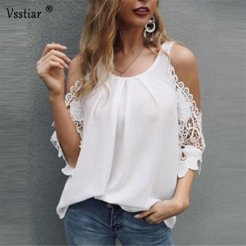 Off Shoulder Women Shirt Blouse New Summer Sexy Lace Plus Size Elegant Tops Solid Casual Fashion Woman Blouses