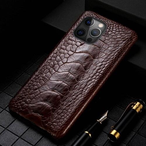 Genuine Ostrich Foot Leather Phone Case For iPhone 12 Pro Max 12 Mini 11 Pro MAX X XS Max XR 6 6s 8 7 Plus SE 2020 Luxury Cover