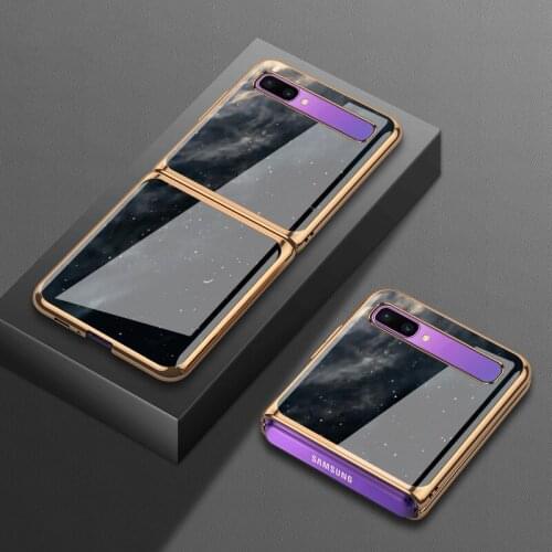 For Samsung zflip screen phone case sm-f700n protective case 5g f7000 night sky glass