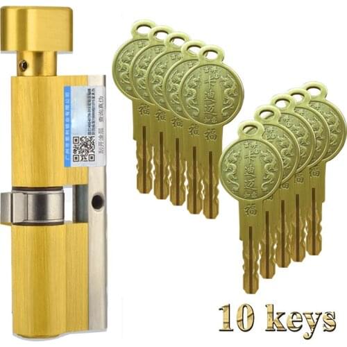 Door Cylinder lock 65 70 75 80 90 100 Cylinder Colorful Key Anti-Theft Entrance Brass Knob Security door lock Core with 10 Keys