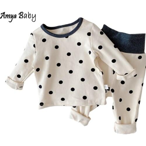 Boutique Kids Clothes Baby Girl Outfits Plus Velvet Autumn Winter Tops + Pants Two Pieces Christmas Infant Set Home Wear