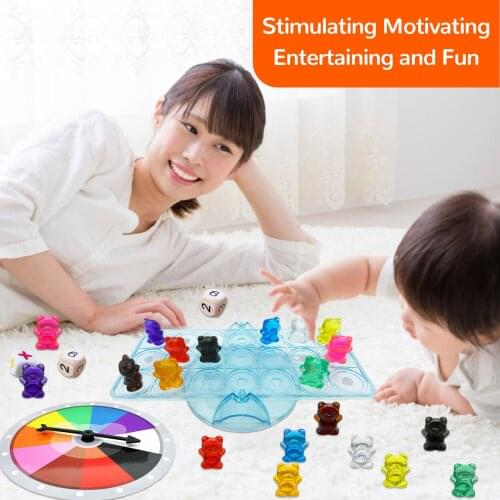 Kids Transparent Rainbow Counting Bears Sorting Colors Matching Logic Training Games Educational Toys for Children Boys Girls