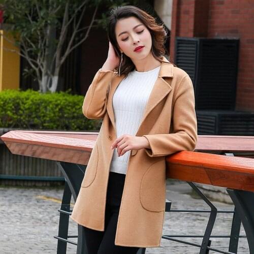 Double-faced Wool Coat Women Long Korean Ladies Coats Autumn and Winter Woman Clothes Jacket Abrigo Mujer 2020 KJ399