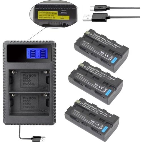 NP-F550 3x Batteries + NP-F530 LCD Battery Charger for Sony NP-F570 CCD-SC55 CCD-TRV81 DCR-TRV210 MVC-FD81 NP-F730 NP-F750 Hi-8
