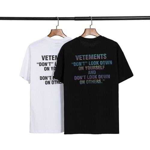 Vetements Short-sleeved Female Couple Loose Street Hip-hop Trend T-shirt Mens Cotton Round Neck Letter Print 20